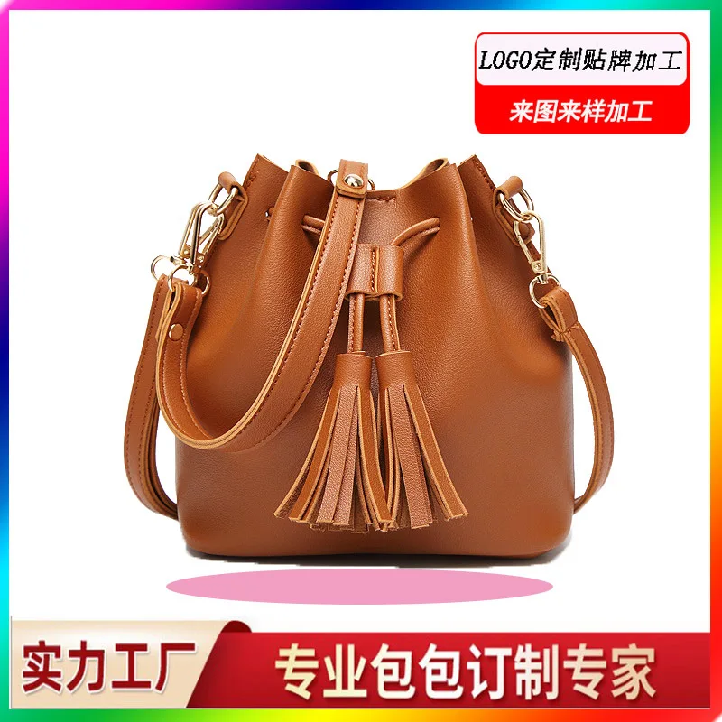 

2020 Spring New Model Women Bucket Shoulder Bag Solid Color Casual Women Bag