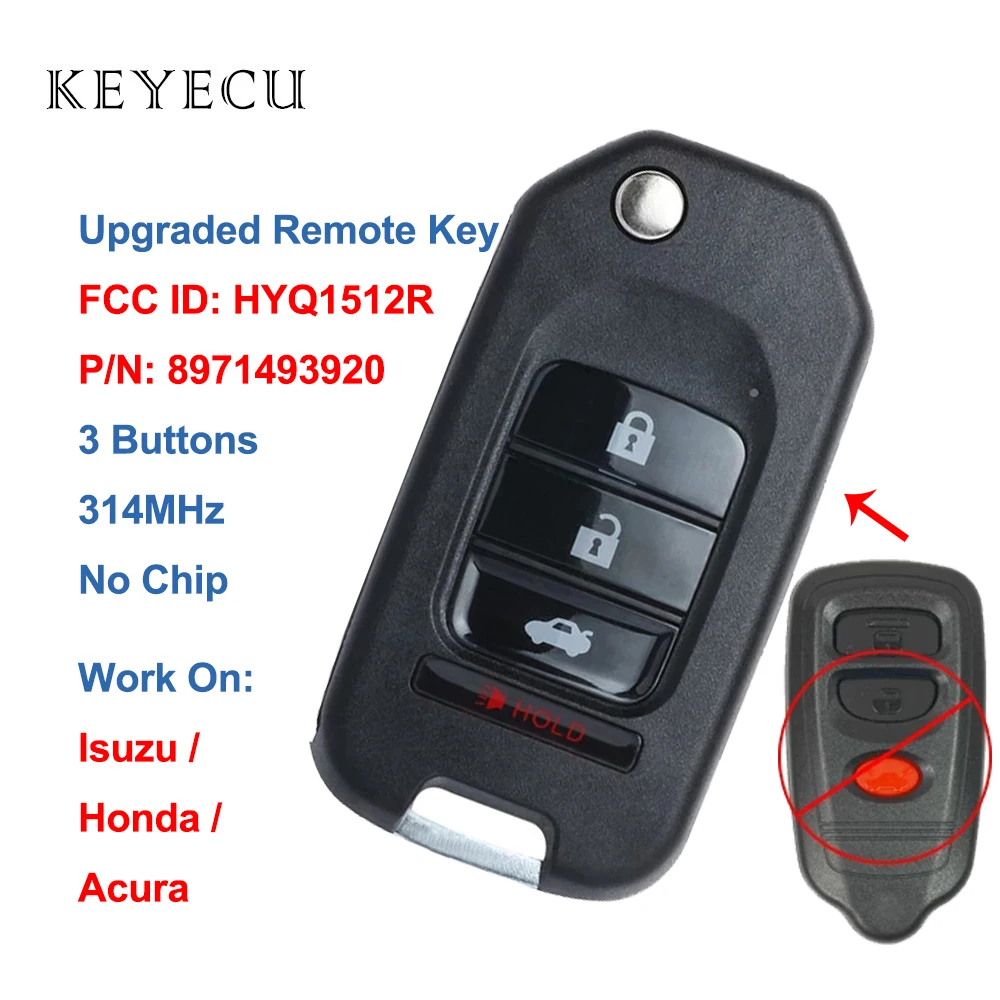 Keyecu HYQ1512R 8971493920 Модернизированный дистанционный брелок для Isuzu Amigo Axiom Rodeo Sport Trooper