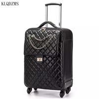 klqdzms 20%e2%80%9924 inch cute wheeled suitcase trolley innovative pu womans carry on travel luggage