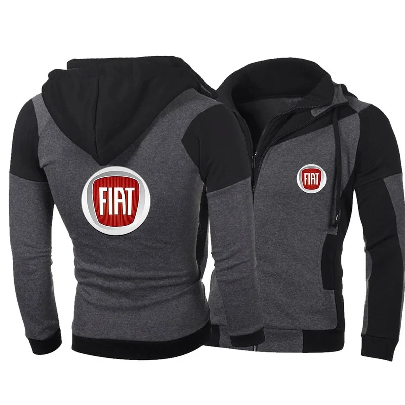 

New Spring Autumn Fiat Logo Men Fashion Outwear Jacket Zipper Hooded Casual Harajuku High Quality Hoody 4 Colors G