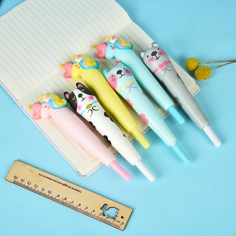 

Unicorn Animal Gel Pen Color Printing 6 PCS Slow Rebound Pen Cute Decompression Pen Lovely