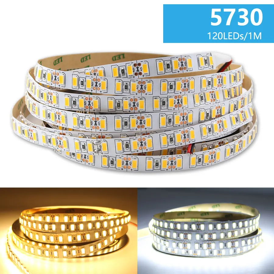 DC 12V Светодиодная лента светильник SMD 5730 белый теплый 6000K светодиодная 1 м 5