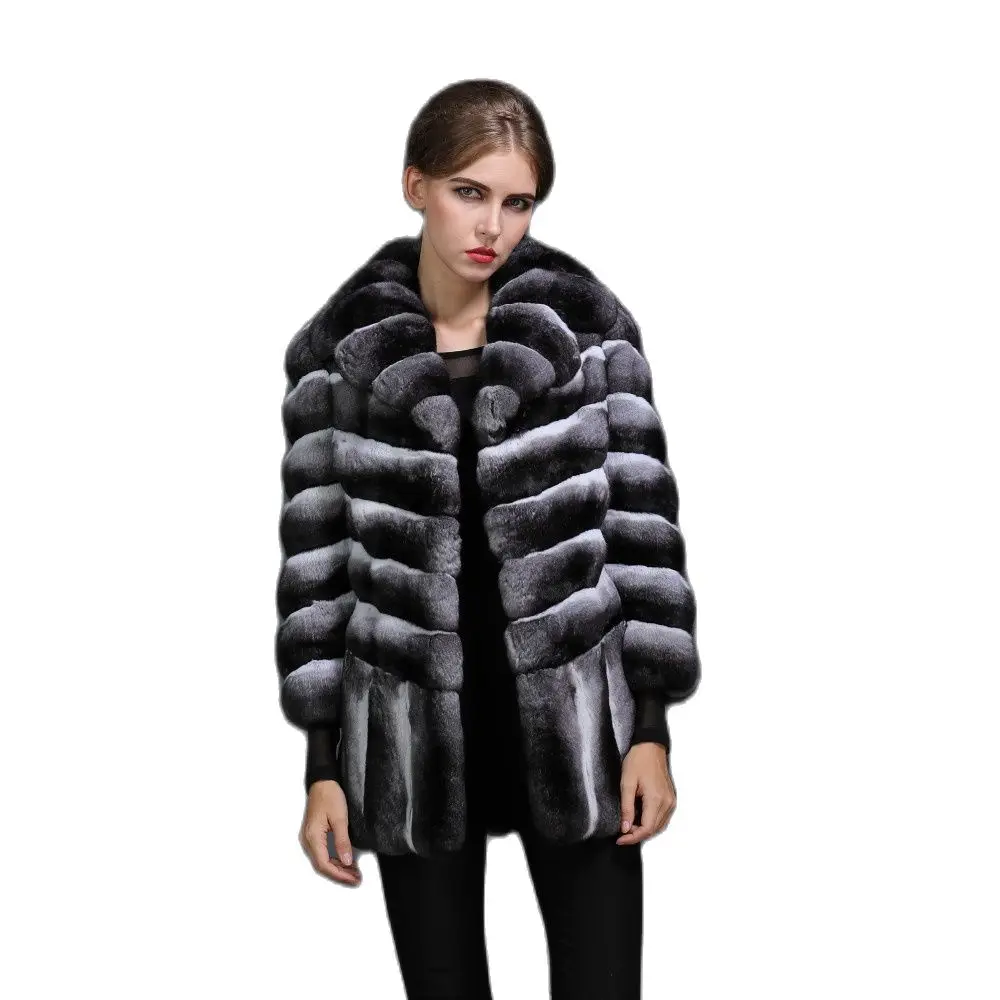 Новинка 2017 роскошное Женское зимнее элегантное меховое пальто из Шиншиллы 100% |