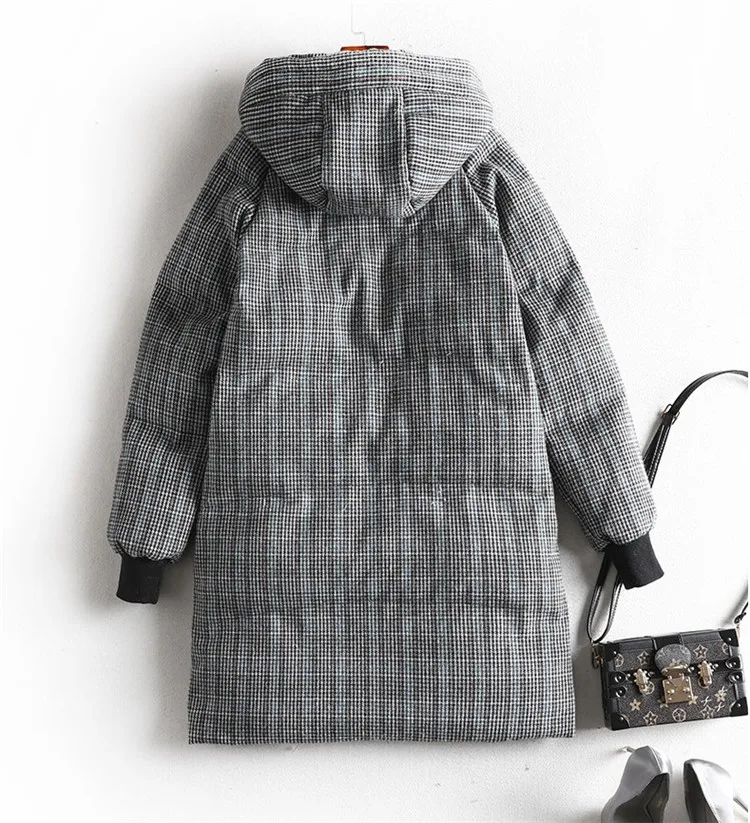 Большие размеры, XL-5XL, женские зимние парки, утепленная клетчатая пуховая хлопковая куртка женская с капюшоном, пальто больших размеров G612