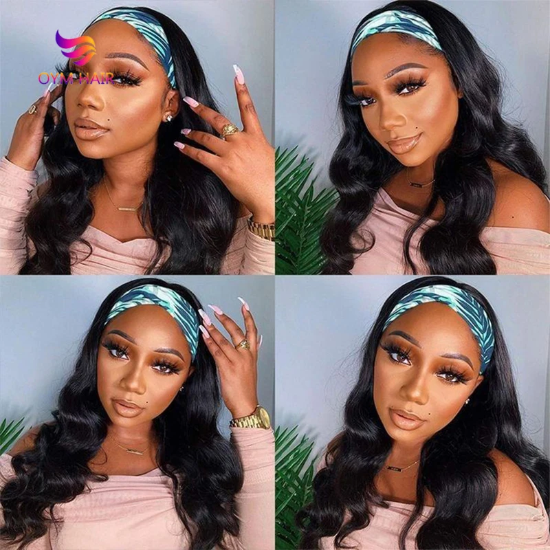 Headband Wigs Human Hair Body Wave 30Inch Glueless Brazilian Remy Full Machine For Black Women | Шиньоны и парики