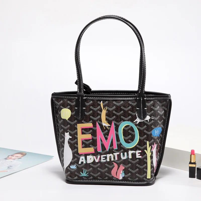 

2021 star same bag graffiti large capacity Mini One Shoulder Tote Bag Shopping Bag vegetable basket