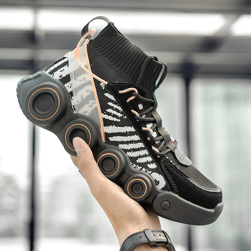 

High Top Chunky Sneakers Brand Rubber Platform Casual Men Sport Shoes Breathable Zapatillas Hombre Walking Jogging Trainers 2021