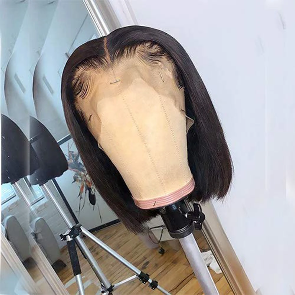 Paff Straight Hair Synthetic Lace Front Wigs Short Bob Natural Color for Black Women With Baby | Шиньоны и парики