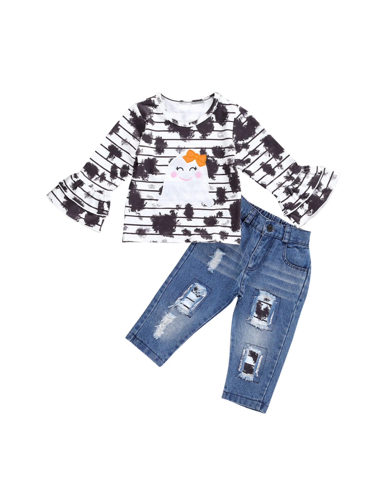 Новый костюм с брюками длинными рукавами для Хэллоуина маленьких девочек