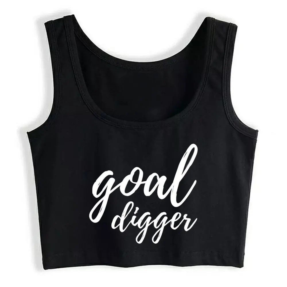 

Boho Crop Top Goal Digger Sexy Vintage Cotton Sexy Streetwear Womens Tops blusas mujer de moda 2021 verano Gym Tank Top Women