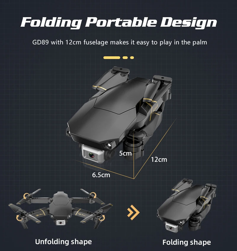 

2020 New Drone Gd89 Wifi Fpv Drone With Wide Angle Hd 4k 1080p Camera Height Hold Mode Rc Foldable Quadcopter Toy Gift For Kids