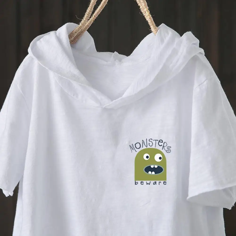 Женская летняя свободная футболка с капюшоном и коротким рукавом 4XL | одежда