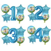 bingo bluey blue number balloons set cartoon dog birthday party decorations toys for kids party baby shower bluey party supplies