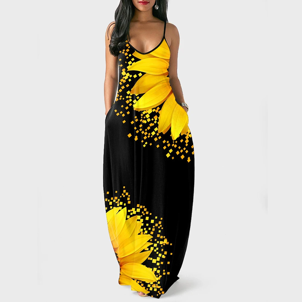

Plus Size Women's Casual Dress Elegant Floral Print Summer Dress 2021 New High Guality Strap Beach Dresses Party Outfits 4XL 5XL