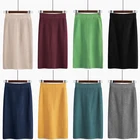 Черные юбки женские 2021 осень высокая талия трикотажные юбки размера плюс, в полоску, плиссированные зауженные джинсы Повседневная узкая юбка шикарный Vestidos