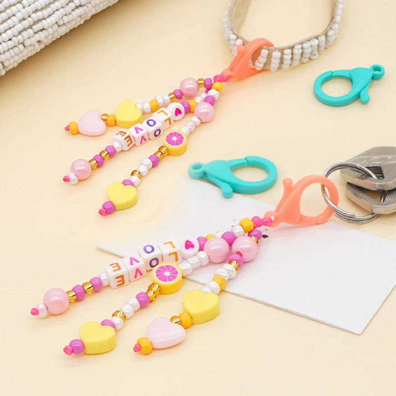 Многоцветный богемный брелок с жемчугом бусинами милый шнурок сумка пакет буквы