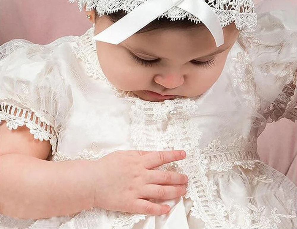 Детское платье кружевное детское вечернее с короткими рукавами для первого дня