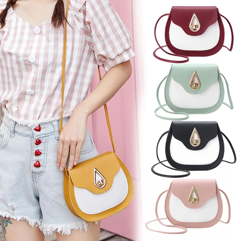 

Women PU Leather Shoulder Bag Waterdrop Lock Buckle Girls Crossbody Bags -OPK