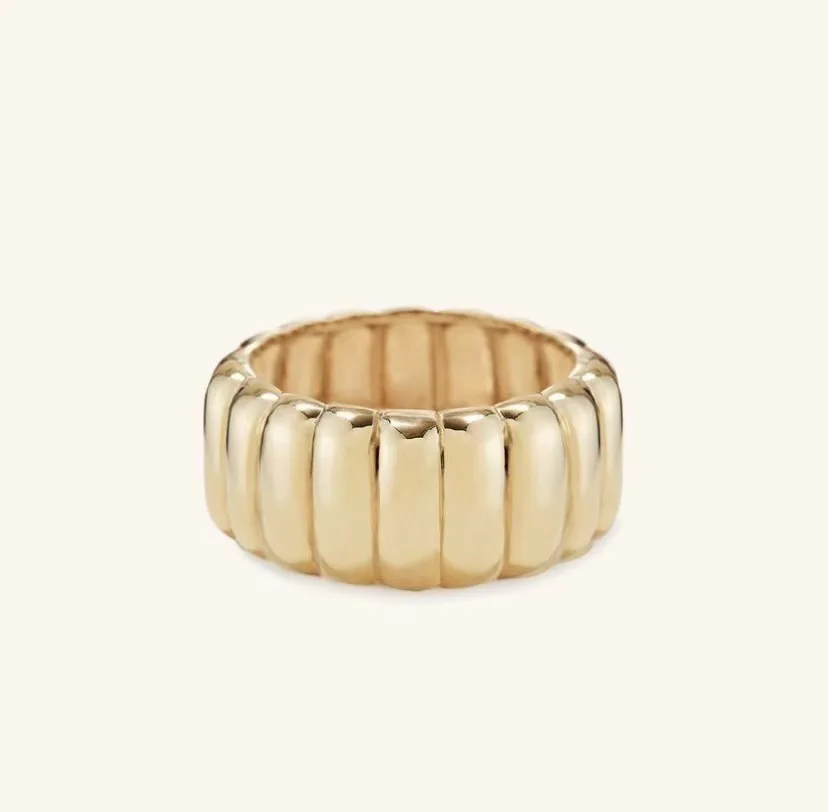 

Lucky Wheel Striped Wide Ring Copper French Retro Index Finger Ring