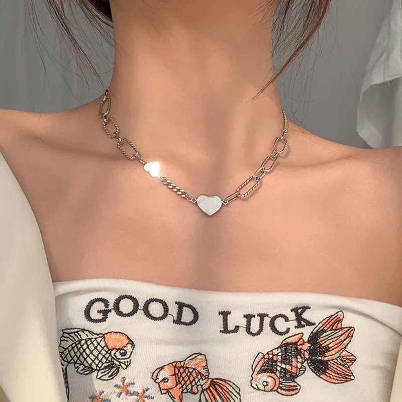 

Винтажное ожерелье из стерлингового серебра 925 пробы в форме сердца, подвеска, Рождественская бижутерия для женщин, аксессуары, чокер dz223