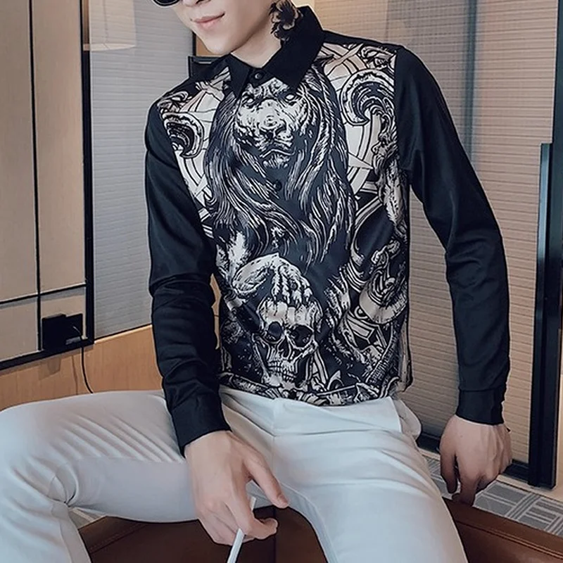 

Street Style Shirts for Men 2021 Spring New Fashions Korean Blouse Homme Slim Fit Vintage Chemise Homme Hip Hop Male Clothing