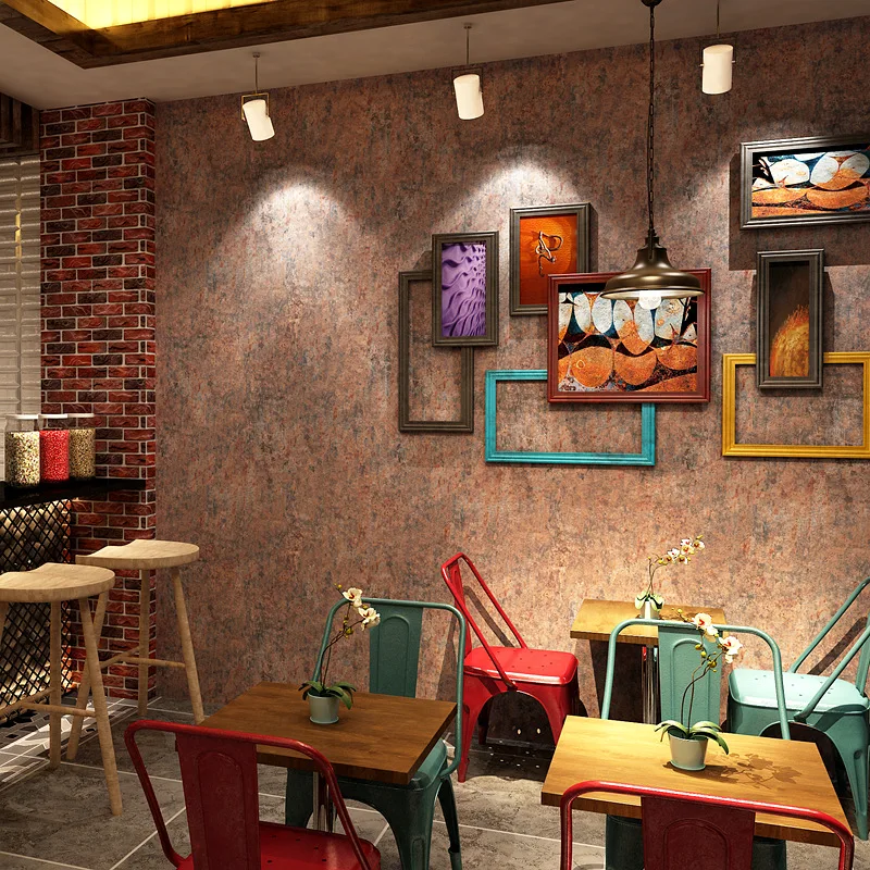 Vintage Solid Color Wallpaper Cement Home Decor Retro Rust Yellow Grey Waterproof Rolling Paper Contact | Обустройство дома