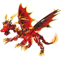 new ninja series phantom red fire dragon attack mech knight model building blocks bricks classic movie kid toy for children gift