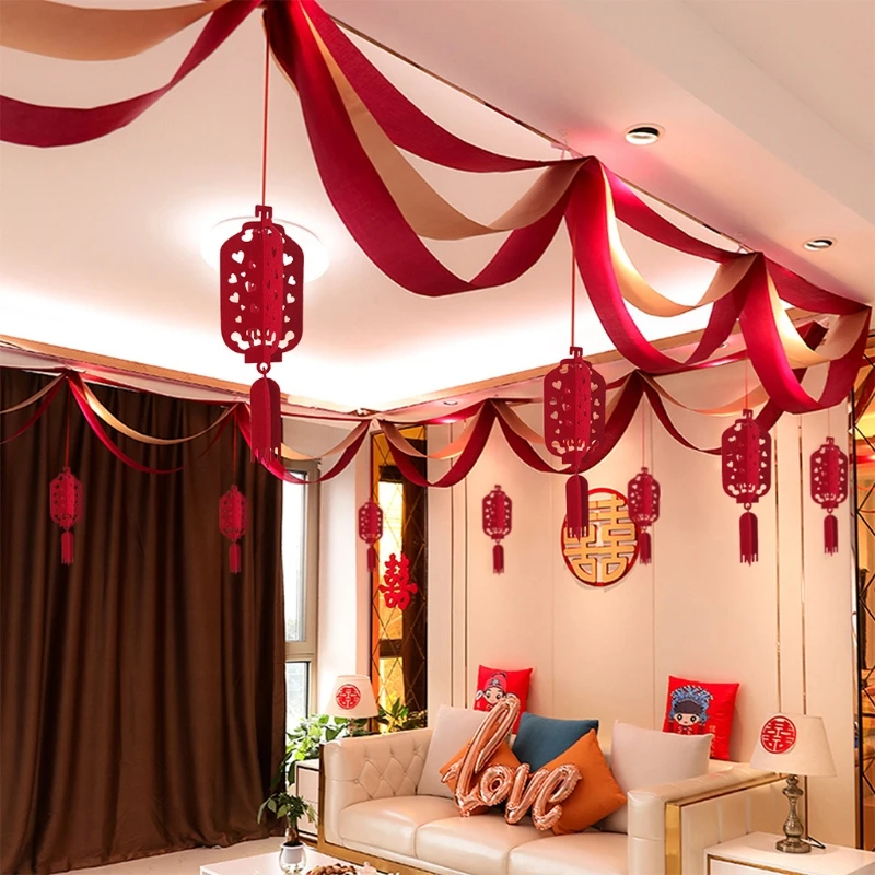 

6pcsRed Lanterns for Chinese New Year Spring Festival Party Celebration Home Decor