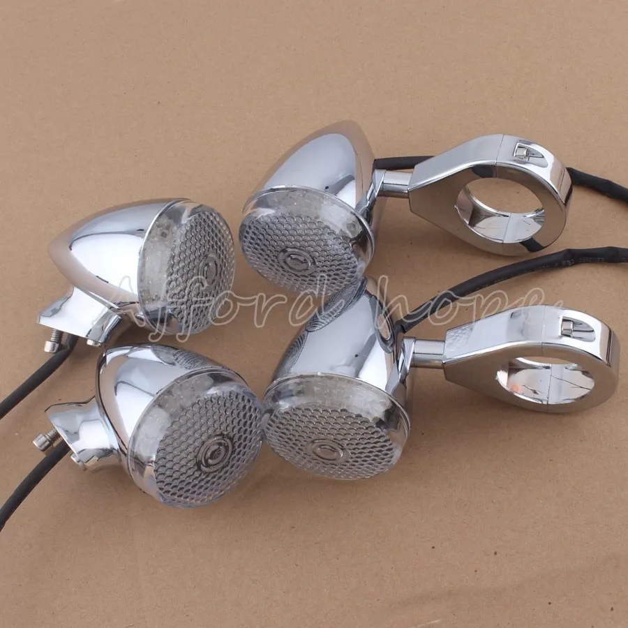 4 шт. хромированный передний задний мотоциклетный светодиодный Янтарный