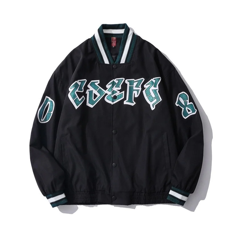 

Куртка мужская и женская в стиле ретро, бейсбольная форма с вышивкой, свободная Вертикальная куртка в западном стиле, для студентов