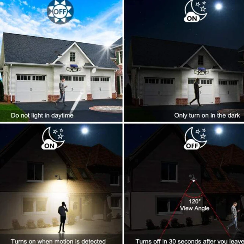 

Super Solar Light Porch Wall Light IP65 Waterproof 3 Heads Motion Sensor Solar Light Garage Light Garden Lighting Decoration