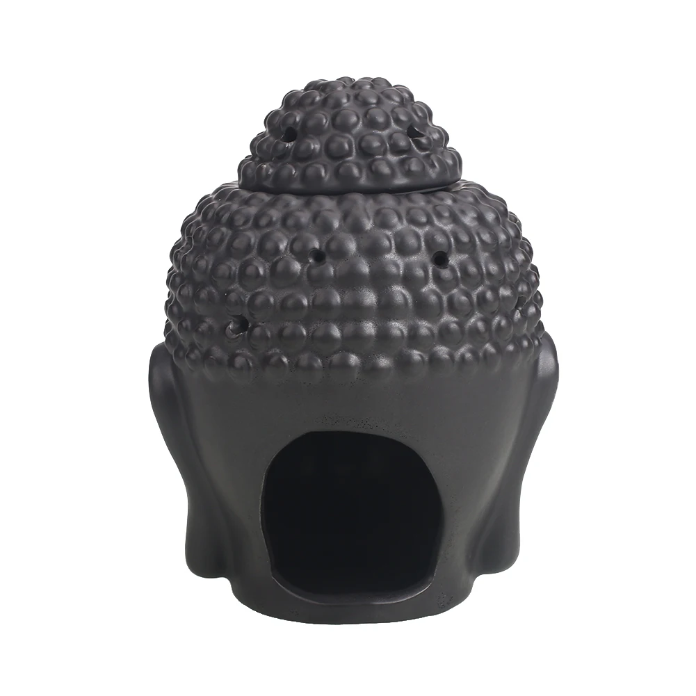 Масляная горелка с головой Будды Арома белый/черный ароматический буддийский