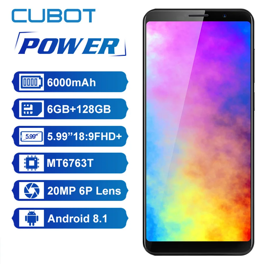 Cubot Power смартфон с 5 99 дюймовым дисплеем восьмиядерным процессором MT6763T ОЗУ 6 ГБ ПЗУ
