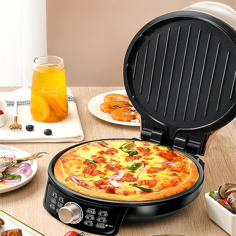 

220V Household Electric Crepe Maker Automatic Pizza Pancake Baking Pan 2 Sides Heating Multi Cooker Frying Pot Pan