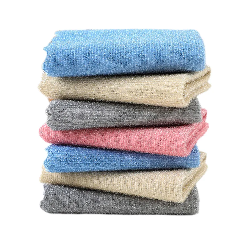 

5PCS Kitchen Scouring Pad Hard Wire Cleaning Cloth Dish Cleaning Towel Absorbent Rag Non-stick Oil Household Cleaning Tool