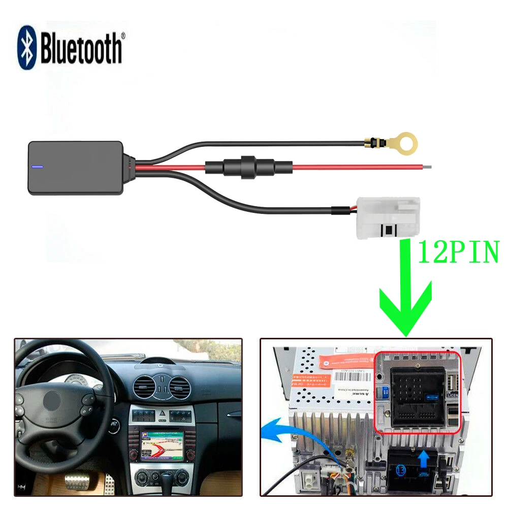 12 контактный Bluetooth адаптер Aux кабель беспроводной стерео радиокабель для Mercedes Benz