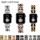 Ремешок из нержавеющей стали для Apple Watch series 6 SE, 40 мм, 44 мм, кожаный, для iWatch 5, 4, 3, браслет Correa 38 мм, 42 мм, ремешок, аксессуары