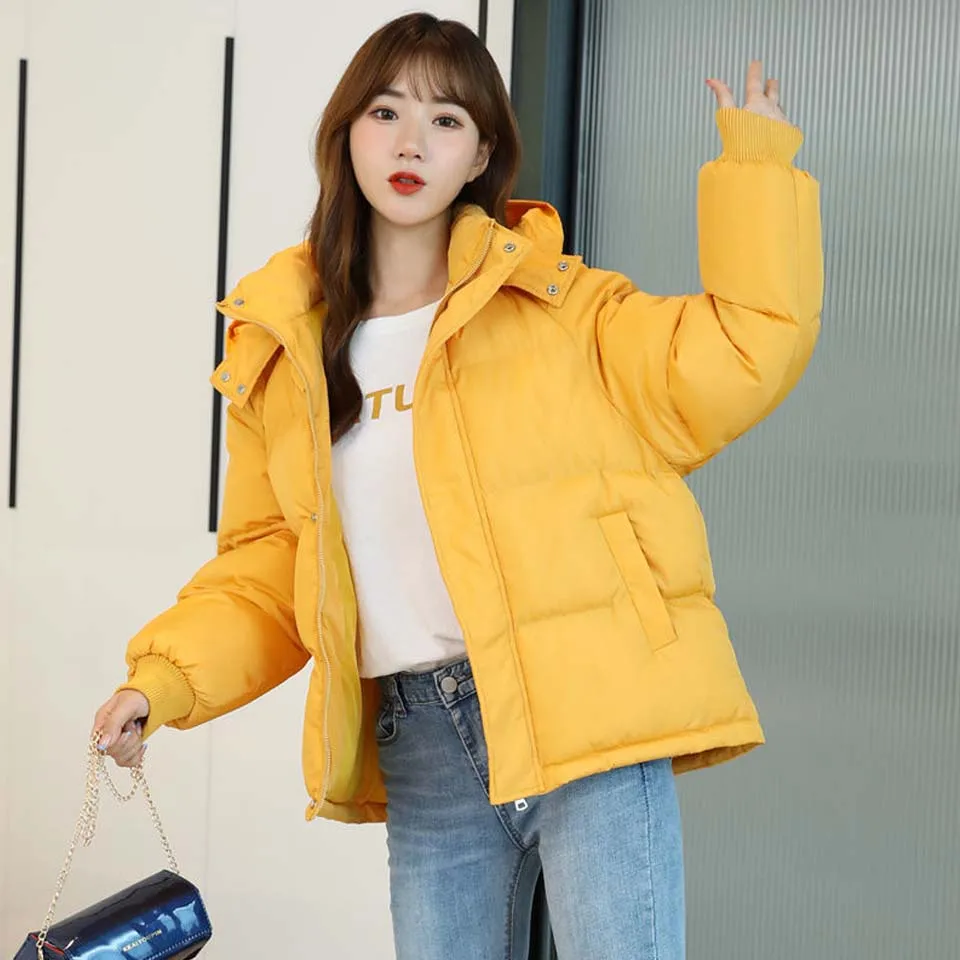 

Elimiiya Winter Clothes Women Jacket Hooded Thick Warm Short Jacket Cotton Padded Basic Coat Female Outerwear Women's Jackets