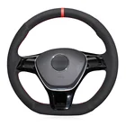 Чехол на руль, черный чехол из искусственной замши с красным маркером для Volkswagen VW Golf 7 Mk7, Polo Jetta, Passat B8, Tiguan, Sharan