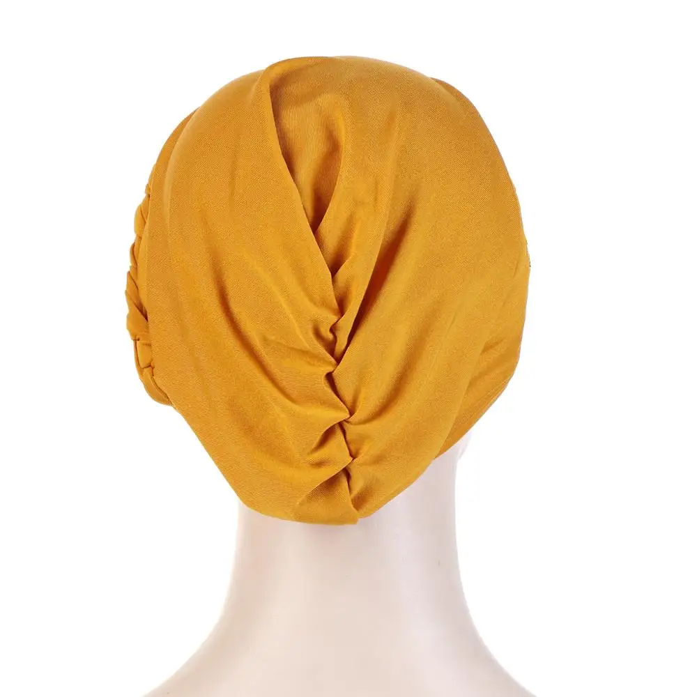 

New Unilateral Braid / Beads Cap Muslim Turban Scarf For Women Islamic Inner Hijia Turban Cap Headwear Female Hair Accessories