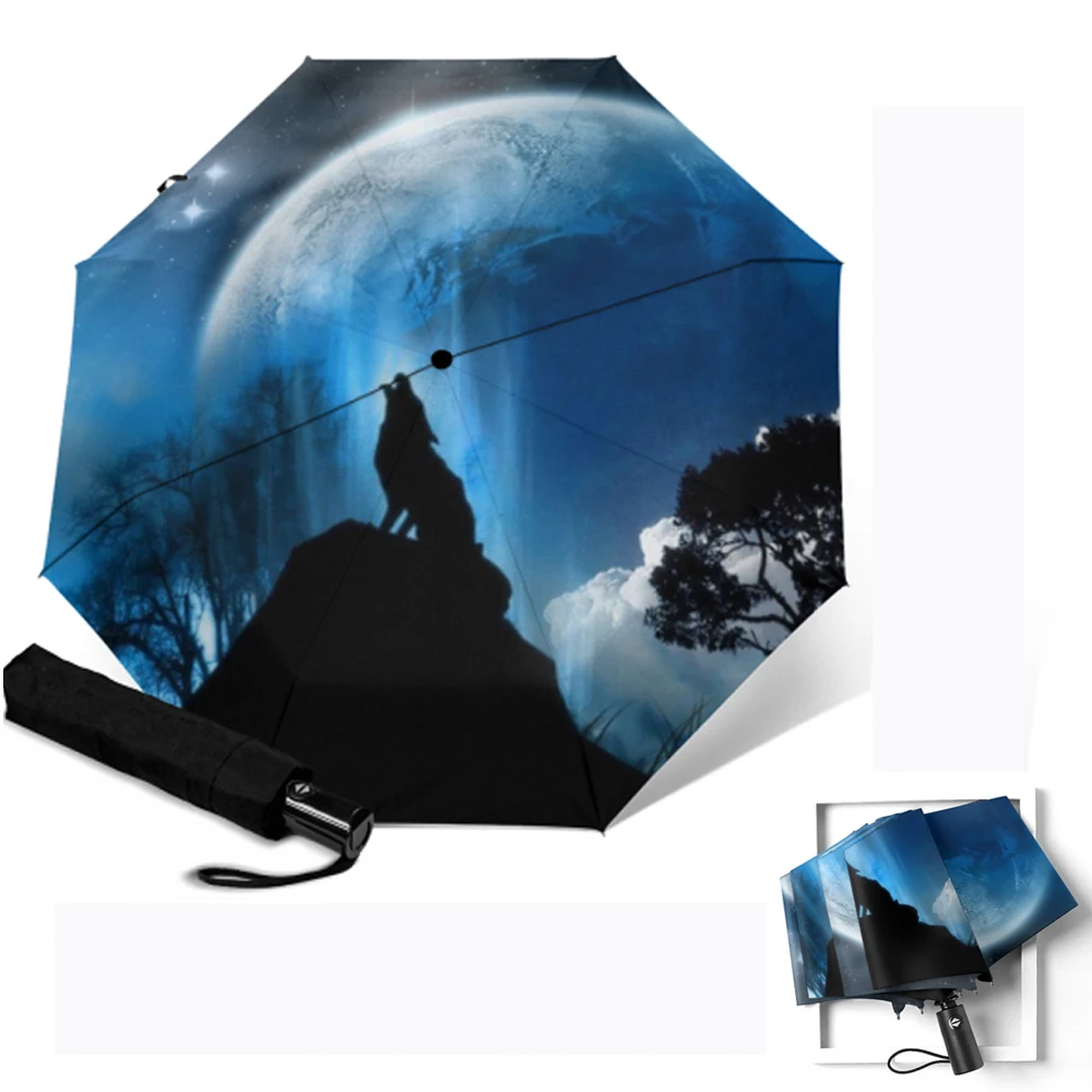 Креативный детский зонт с волком ветрозащитные полностью автоматические зонты