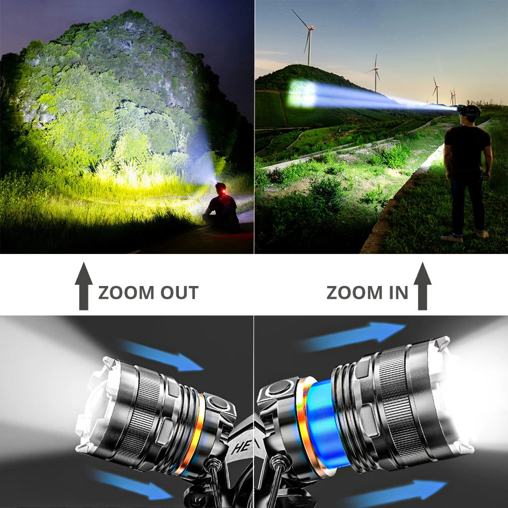 Super Bright XHP50 LED Headlamp Waterproof Headlight Rechargeable Fishing Adventure Camping Lights Illumination 500 Meters | Лампы и