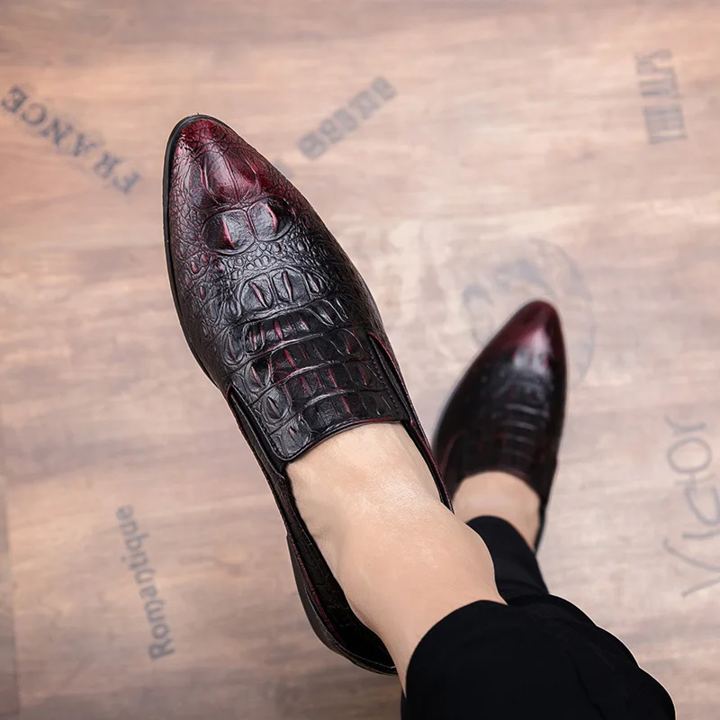 

Crocodile Pattern Leather Shoes Men's Autumn New Style Korean Casual Formal Wear British Business Pointed-toe Men's Shoes