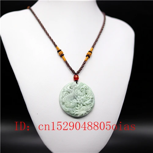 Натуральный белый зеленый китайский Нефритовый дракон феникс кулон ожерелье