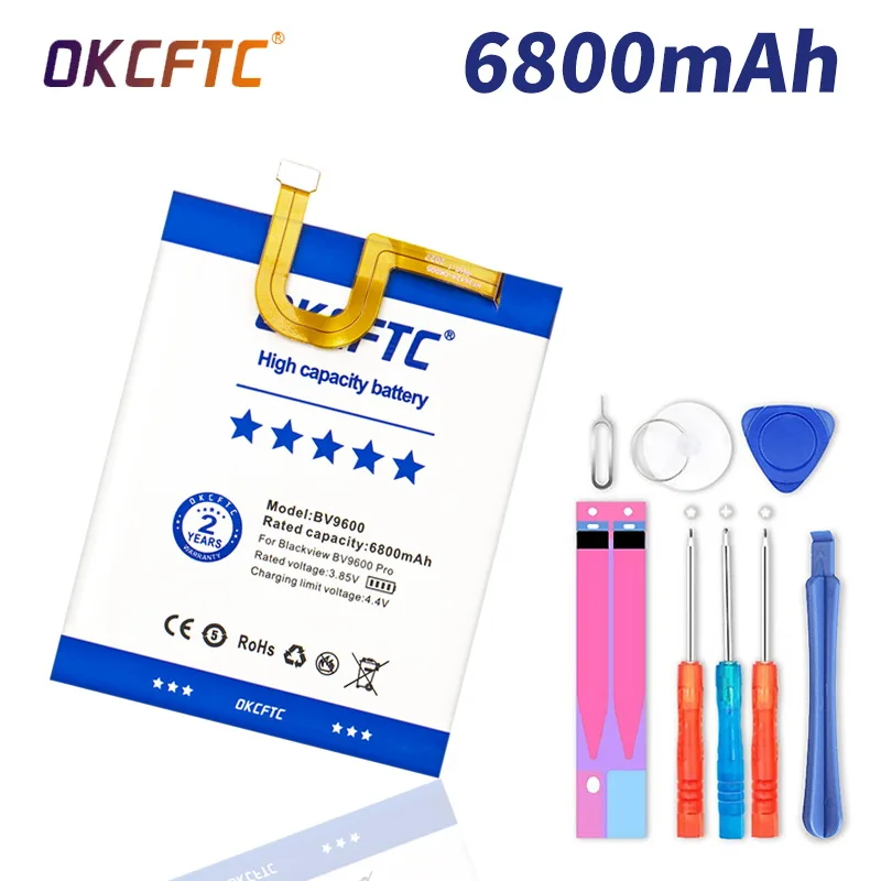 

OKCFTC 6800mAh New Original Battery For Blackview BV9600 Pro Phone Battery Replacement+Tracking Number