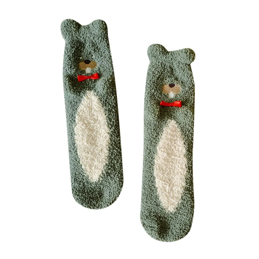 Женские хлопковые носки LNCDIS зимние теплые средней длины с забавным милым котиком