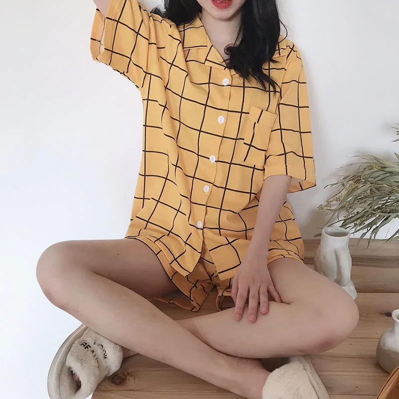 

Women Sleepwear Cotton Pajamas Set Crayon Shin-chan Pajamas Nightwear Casual Suit Head of Kindergarten Female with Eye Mark