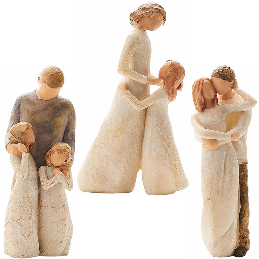 

Nordic Style Love Family Resin Figurine Ornament happy time Home Desktop Decor Craft Mother's Day Birthday Easter Wedding Gifts