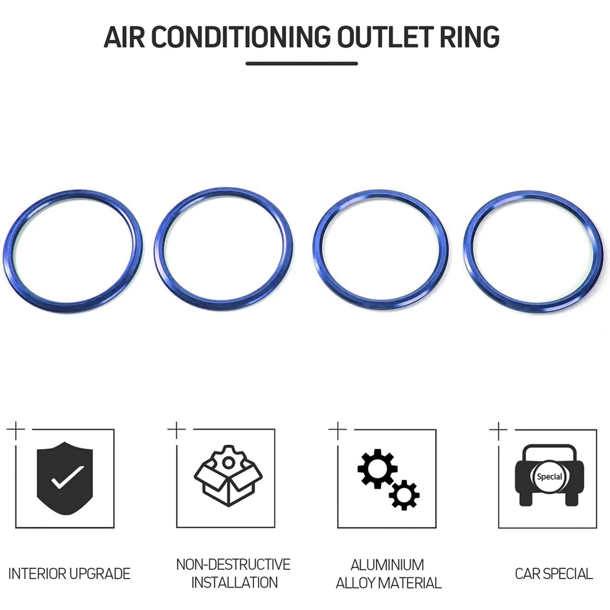 

4Pcs Red/Blue Interior Air Vent Air Condition Outlet Ring Cover Decor For Chevrolet Camaro 2017+ Accessories