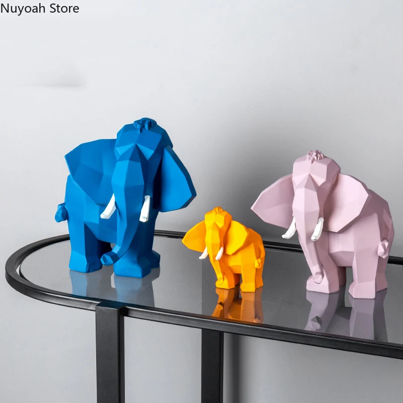 

Geometric Elephant Decoration Simple Resin Animal Sculpture Decoration Creative Craft Living Room Home Decoration Accessories